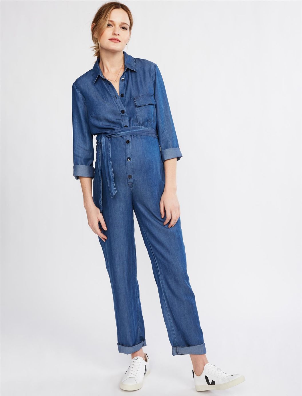 pregnancy denim jumpsuit